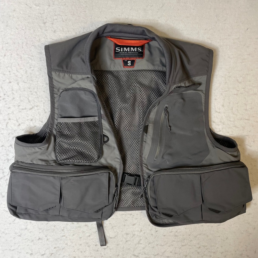 Simms‎ Fishing Products Freestone Vest Mens Small Gray Utility Fly Fishing Gear